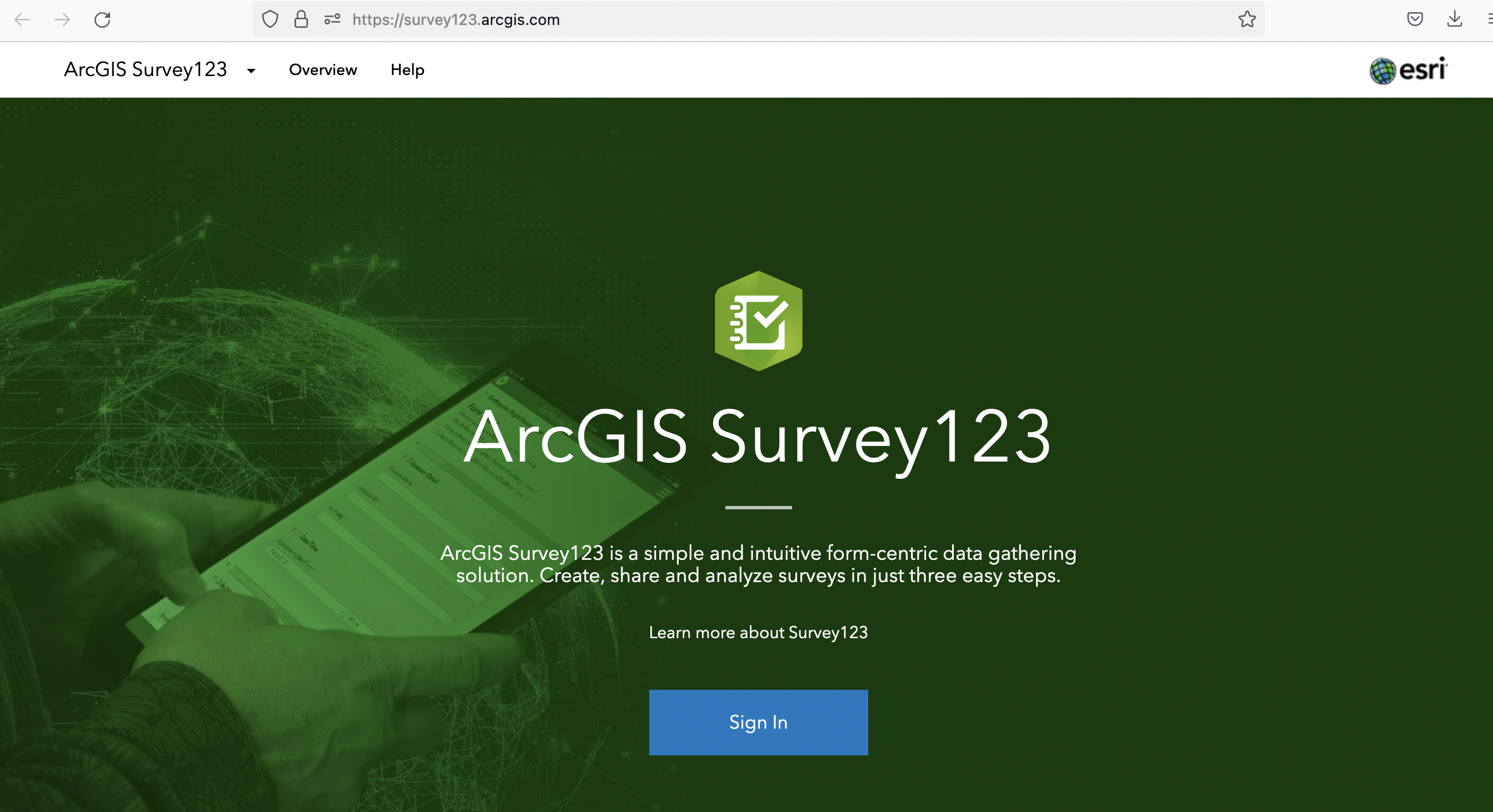 Survey123 Sign-in Form