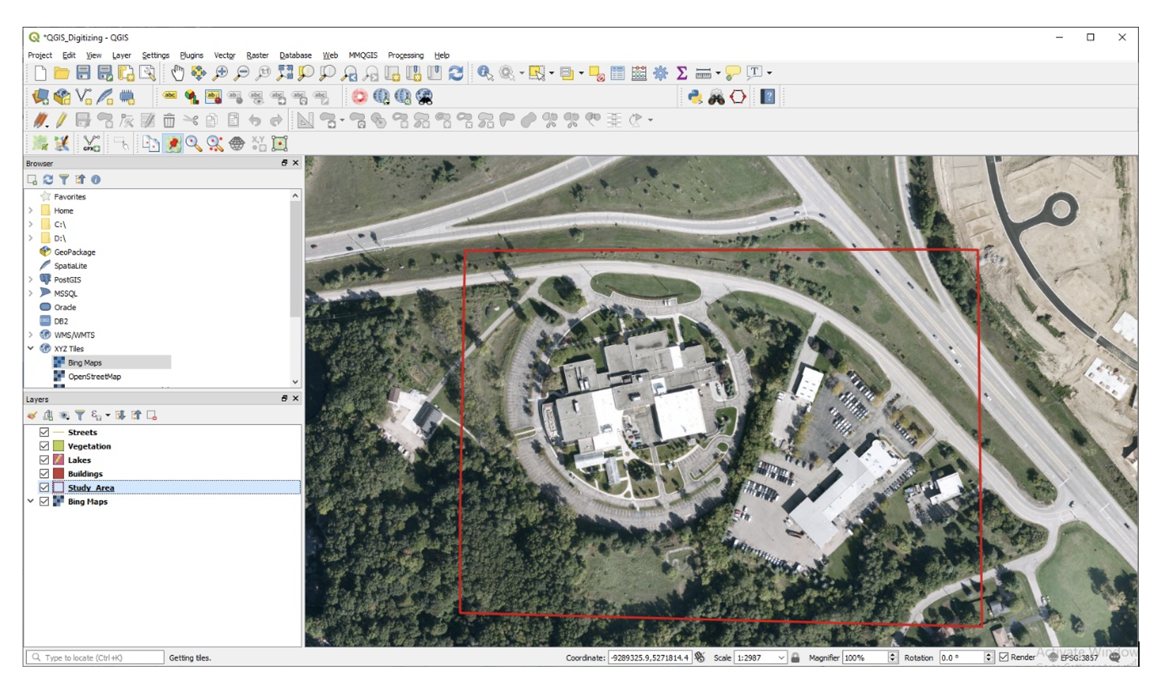 QGIS Tranparent Study Area