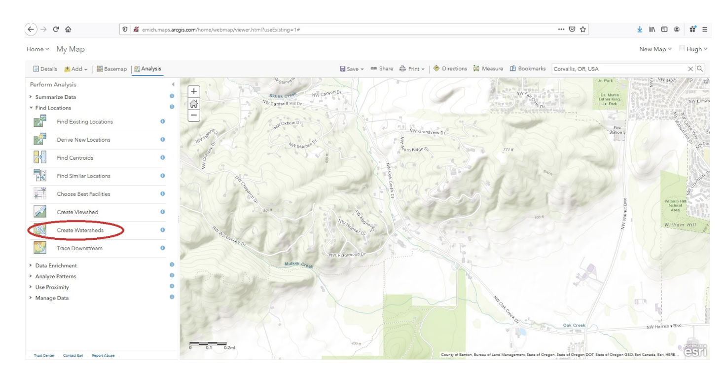 Watershed Delineation ArcGIS Online