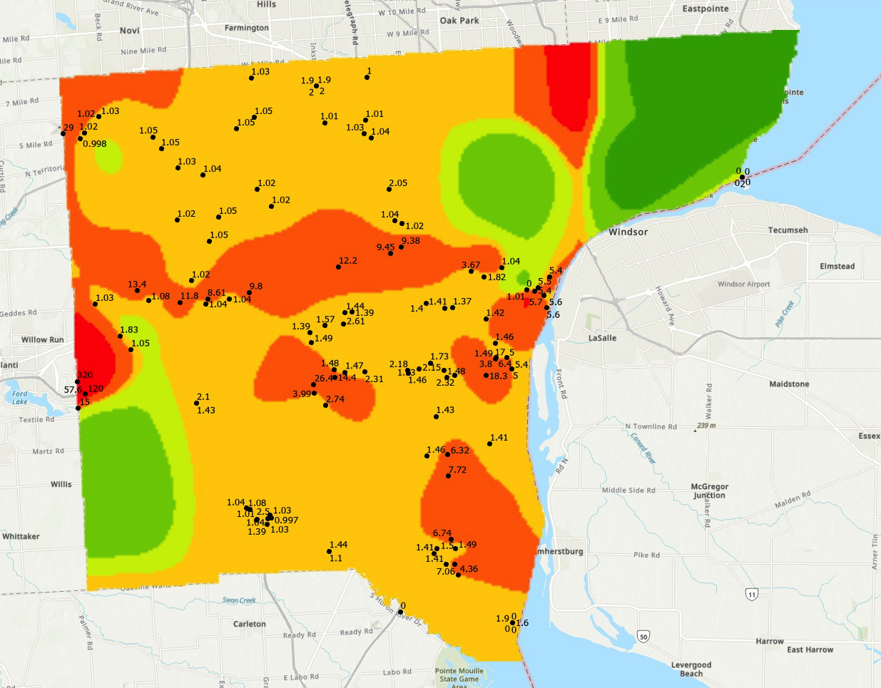 PFAS Interpolated Map